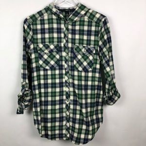 Rue 21 | Plaid Hooded Button Down Top | M